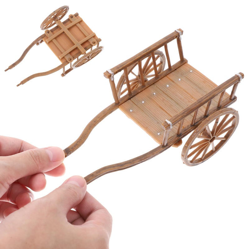 STOBOK 2Pcs Miniature Farming Cart Model Dollhouse Miniature Barrows Simulation Cart Ornaments Landscape Decorations Ancient Wagon Farm Tool Toys - Image 3